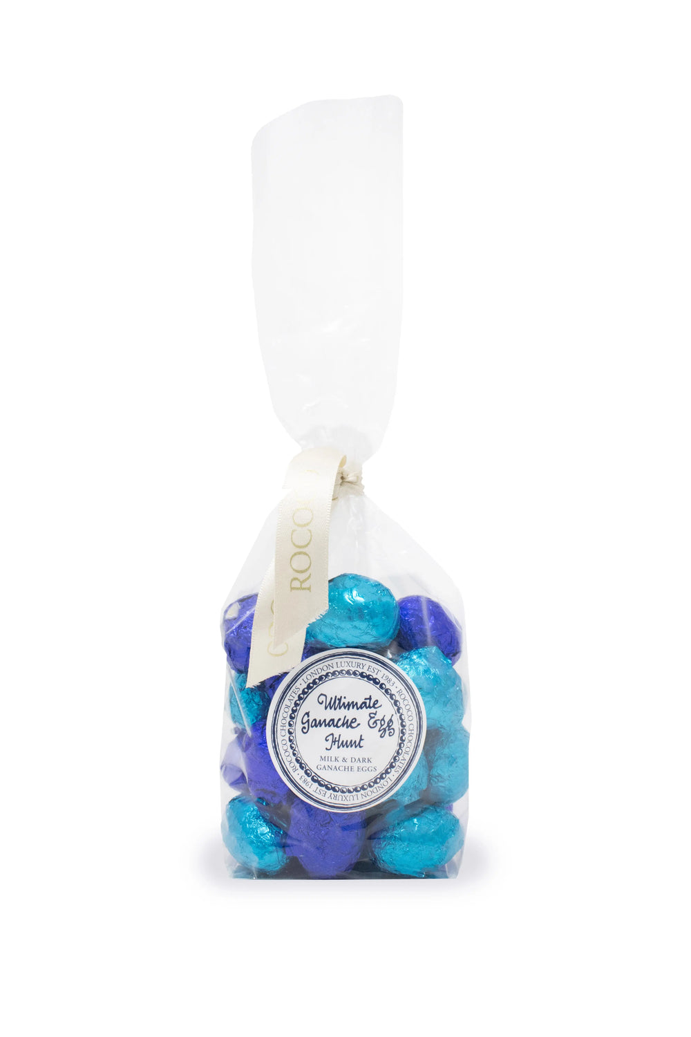 bag blue purple chocolate eggs
