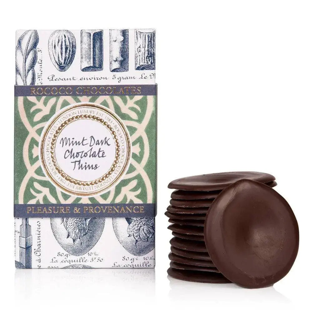 Luxury Mint Organic Dark Chocolate Wafer Thins - Rococo Chocolates