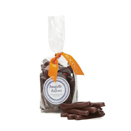 chocolate-covered orange sticks cellophane bag