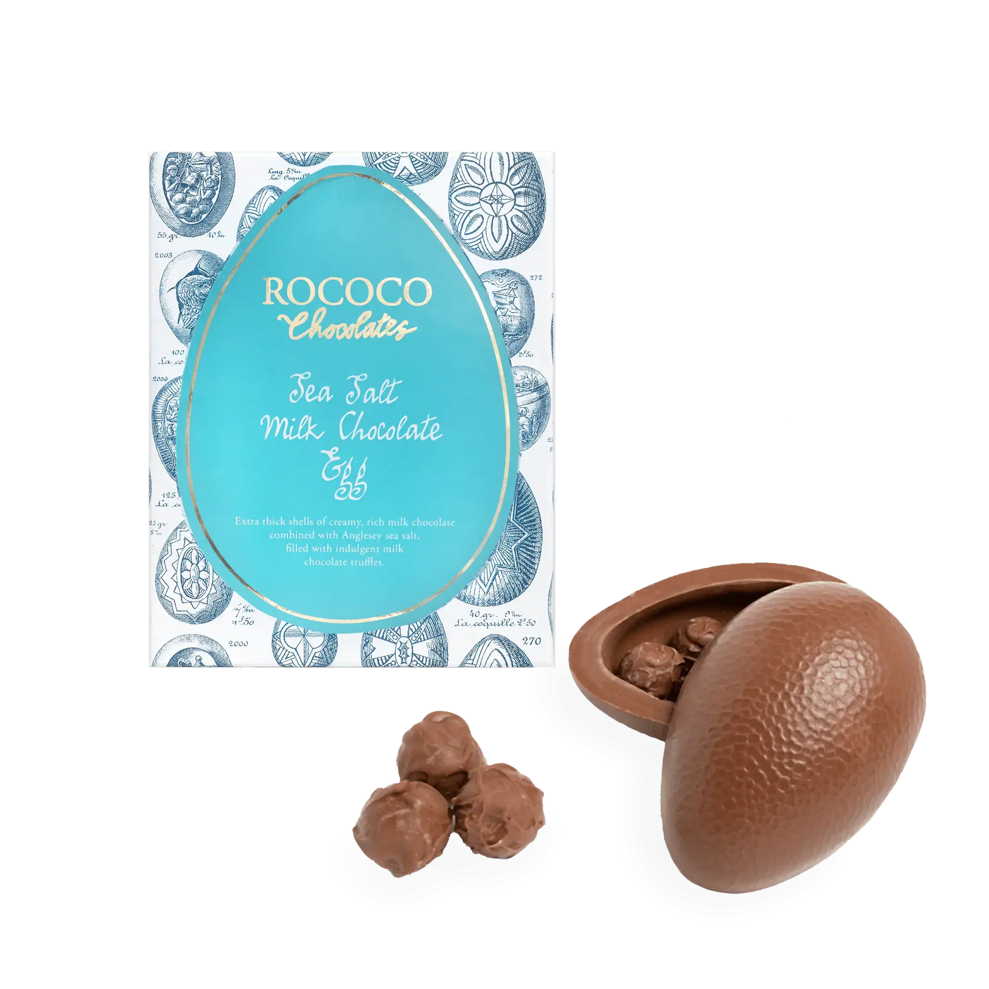 Sea Salt Milk Chocolate Easter Egg Filled With Milk Ganache Truffles ...